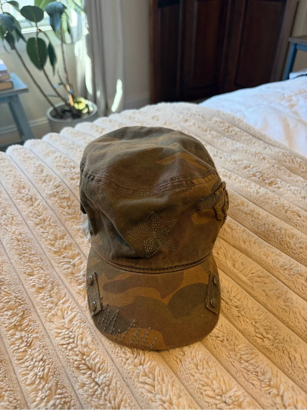 Camo Military Cadet Cap - Olive Green